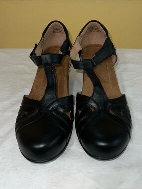Array Womens Leather T-Strap Mary Jane Shoes Sz 8N Black Comfort Walking Capsule